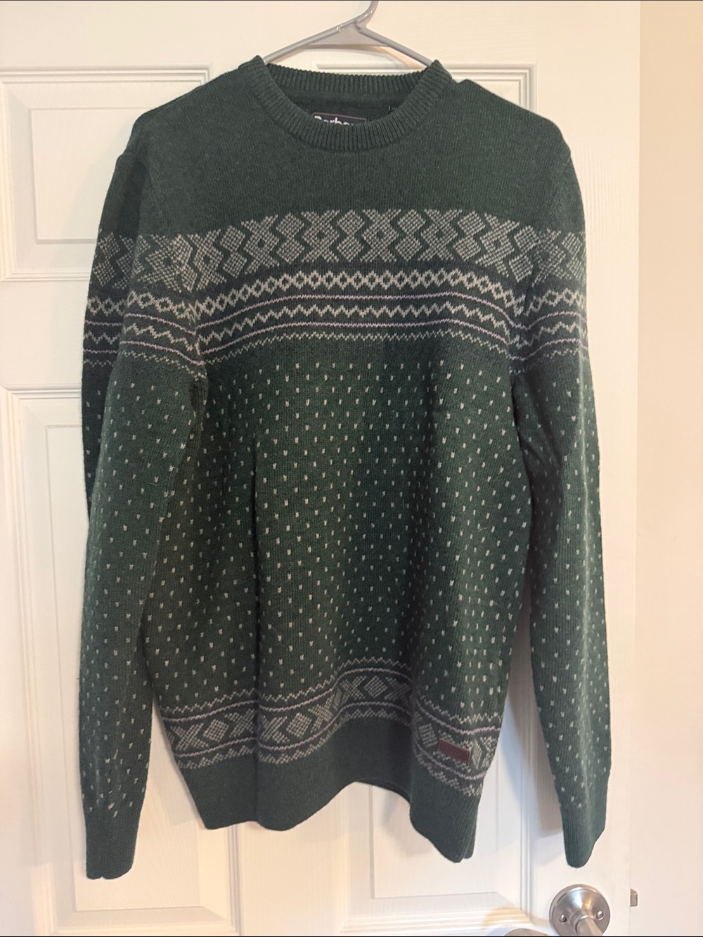 Barbour Green Fair Isle Crewneck Sweater
